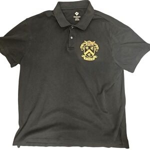 Finch Crest Polo Shirt Mens XL Black Egyptian Cotton Short Sleeve‎ Embroidered